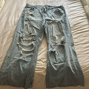 American Eagle Wide Leg Ripped Jeans